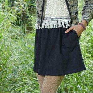 Matilda Jane Aspen Skater Skirt Black Faux Suede Women's Size Medium